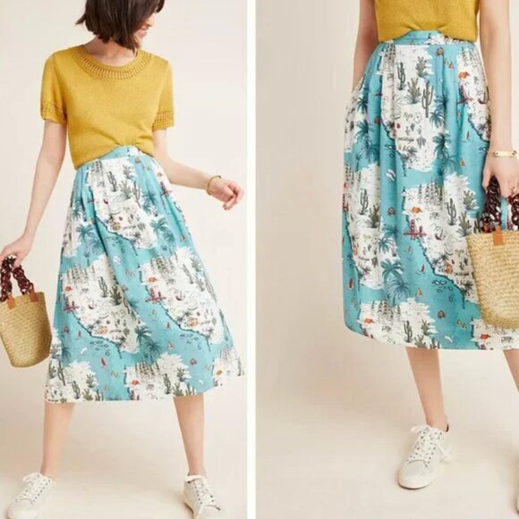 Anthropologie Dresses & Skirts - ⭐️ California Emilyandfin City Trees Hipster Hippie Artsy Beach Cali Midi Skirt